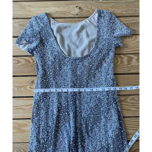Vintage Kay Unger Embroidered Sequined Midi Dress Size 6 Women’s Grey Lined - Picture 5 of 7